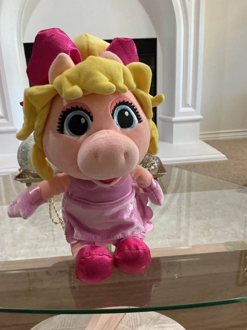 Pink Plush Pig Princess Stuffed Toy with Yellow Hair - Picture 4 of 5